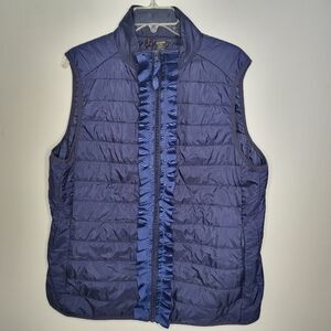 Pearly Vines x Maggie May Navy Ruffled Ribbon Puffer Vest (PF15) Size XL